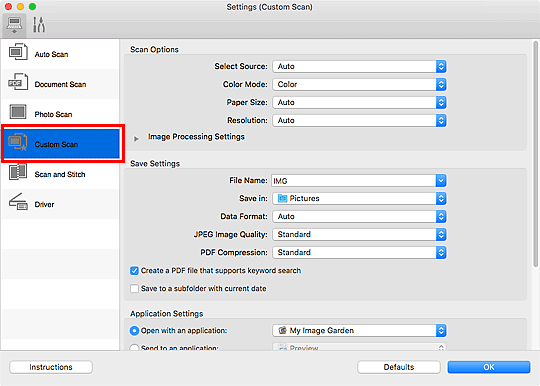 figure: Settings dialog